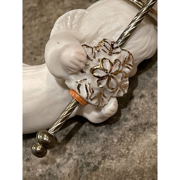 Porcelain Christmas Angel Ornament Hand Painted Holiday Decoration - Picture 4 of 12